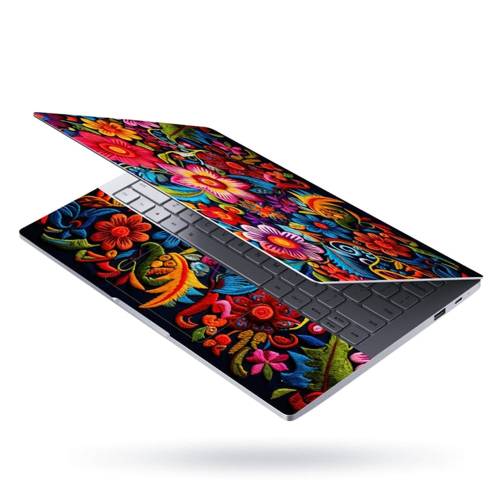 Laptop Skin - Thread Floral Black Bottom