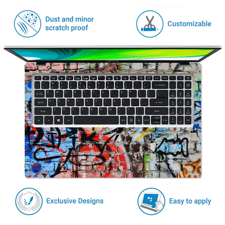 Laptop Skin - Wall Decorated With Colorful Abstract Graffiti