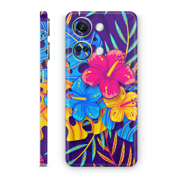 Mobile Skin Wrap - Blue Yellow Magenta Floral Leaf