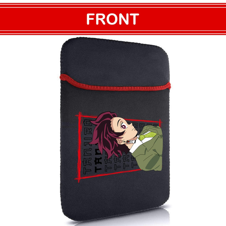 Printed Neoprene Reversible Laptop & Tablet Sleeve - Anime Tanjiro DS1