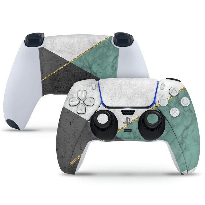 PS5 Controller Skin - Golden Line on Marble Design