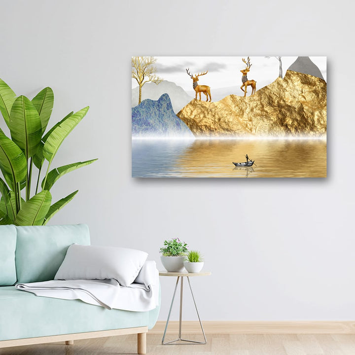 32x20 Canvas Painting - Golden Mountains Shadow