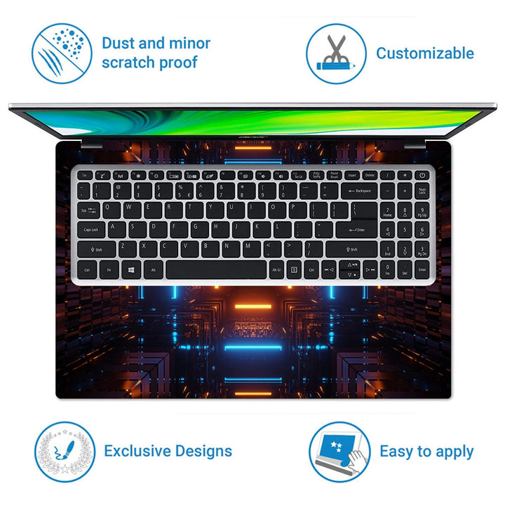 Laptop Skin - Cosmic Background With Colorful Laser Lights