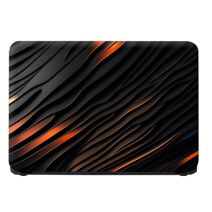 Laptop Skin - Black and Orange With a Wavy Pattern