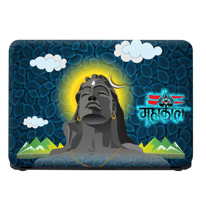 Laptop Skin - Mahakal Blue Leaves White Cloud