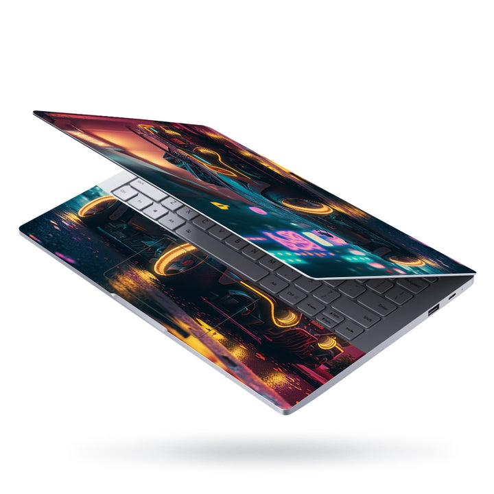 Laptop Skin - Neonlit Cyberpunk City Street Car