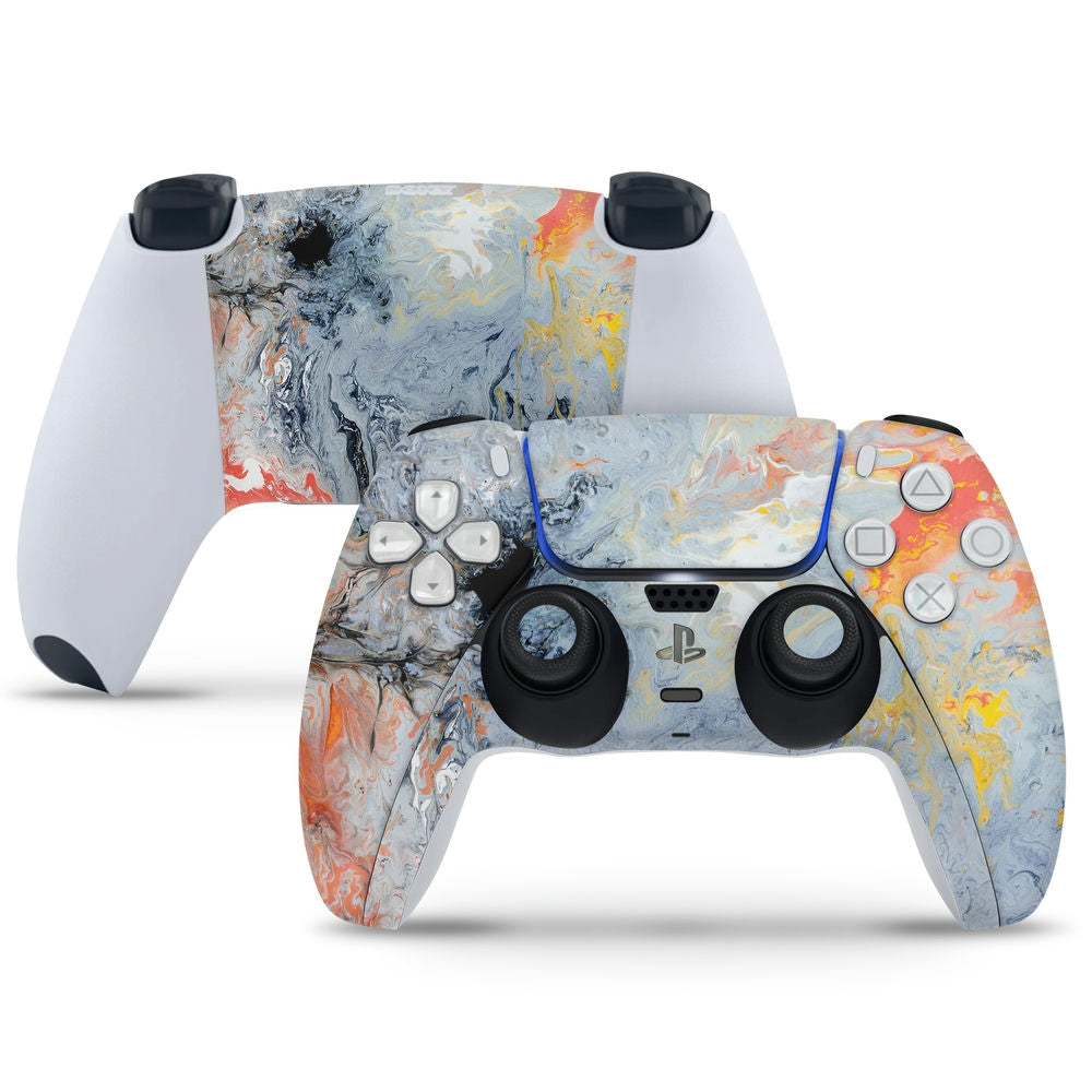 PlayStation 5 Controller Skin - Yellow Orange Grey Shaded Marble Desig ...