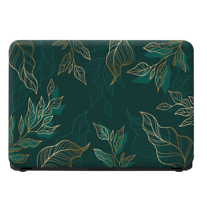 Laptop Skin - Golden Leaf on Green