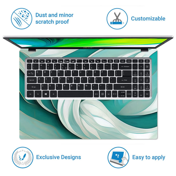 Laptop Skin - An Abstract Elegant Teal and White Wave