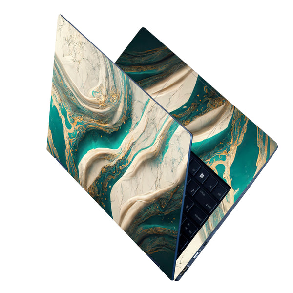 Laptop Skin - White Green Stone Art