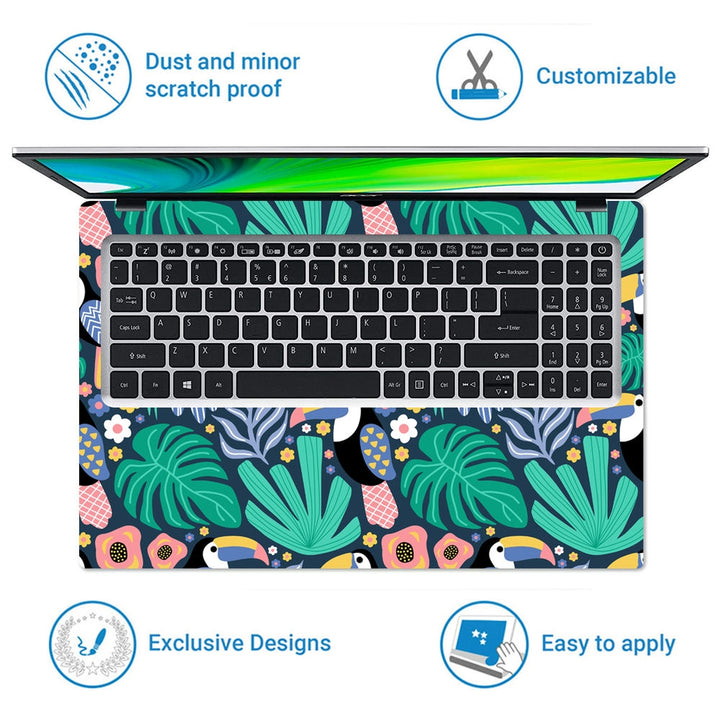 Laptop Skin - Toucan Bird Tropical Plant Pattern