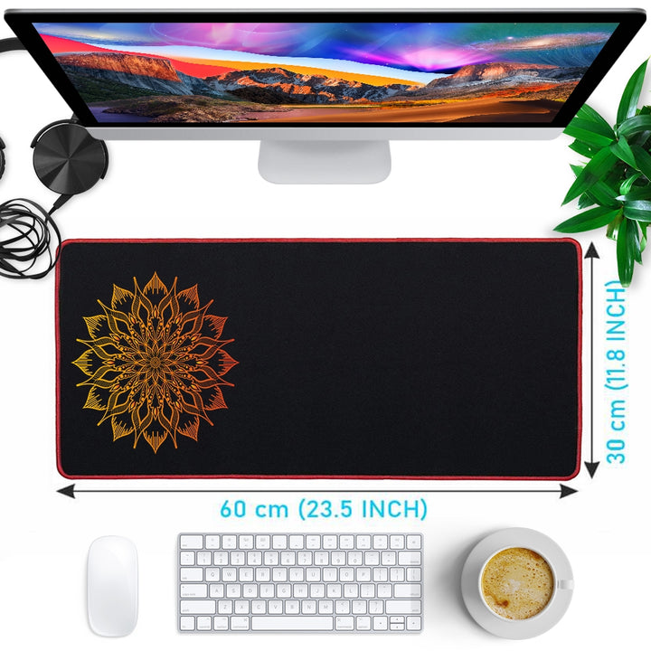 Anti-Slip Extended Desk Mat Gaming Mouse Pad - Yeloow Mandala Art