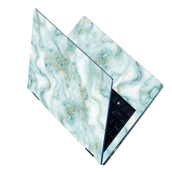 Laptop Skin - Golden Effect on Green and White Marble