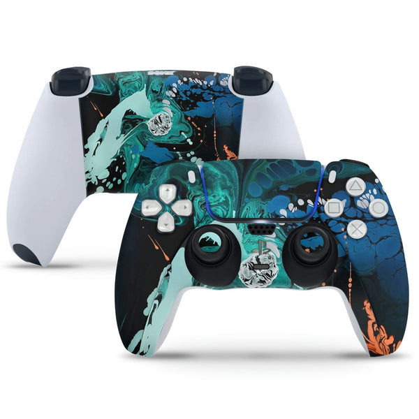 PS5 Controller Skin - Blue Stone Art Abstract