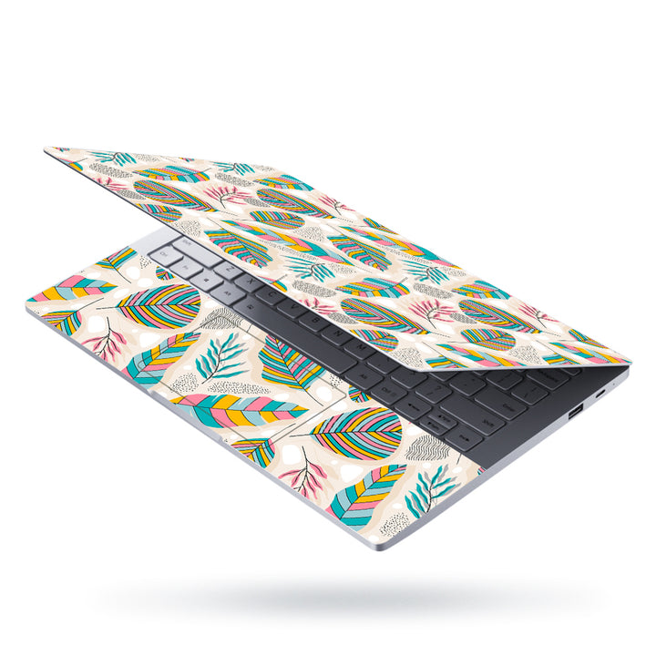 Laptop Skin - Multicolor Leaves on Cream Shaded Background