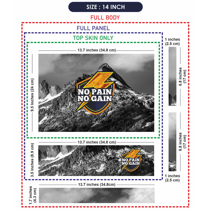 Laptop Skin - No Pain No Gain Mountains