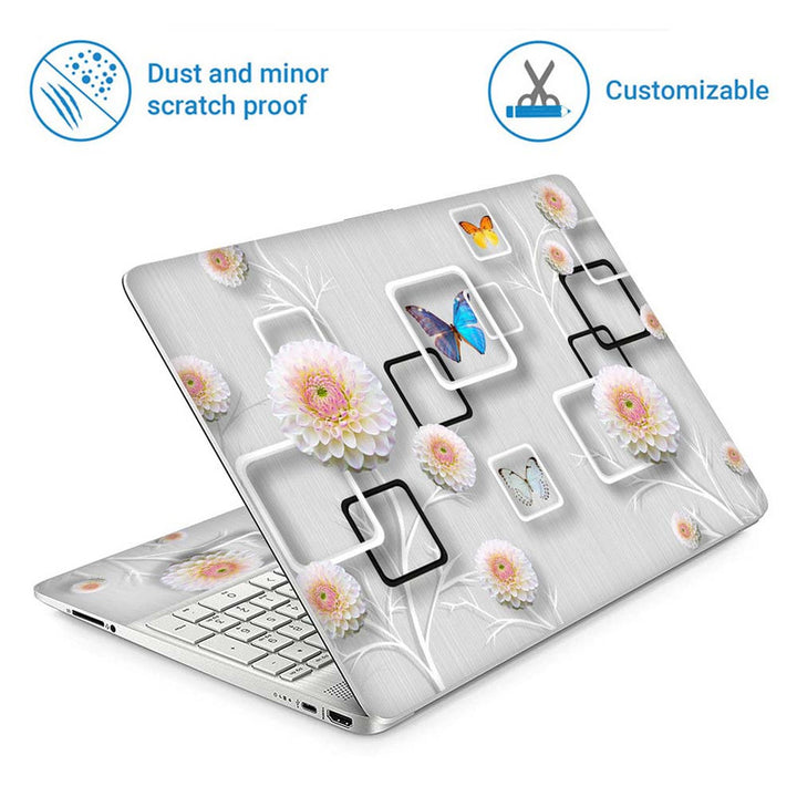 Full Panel Laptop Skin - 3D Butterfly Floral Collage