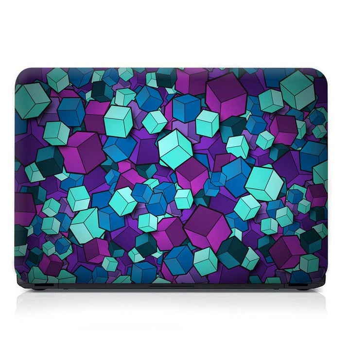 Full Panel Laptop Skin - 3D Cubes Blue