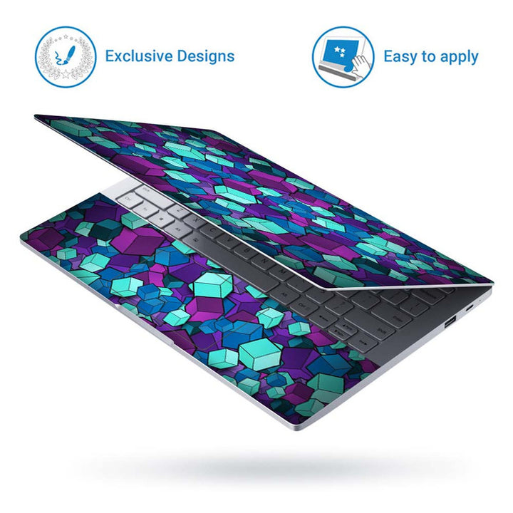 Full Panel Laptop Skin - 3D Cubes Blue