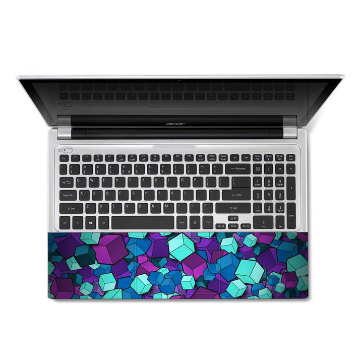 Full Panel Laptop Skin - 3D Cubes Blue