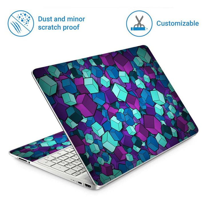 Full Panel Laptop Skin - 3D Cubes Blue