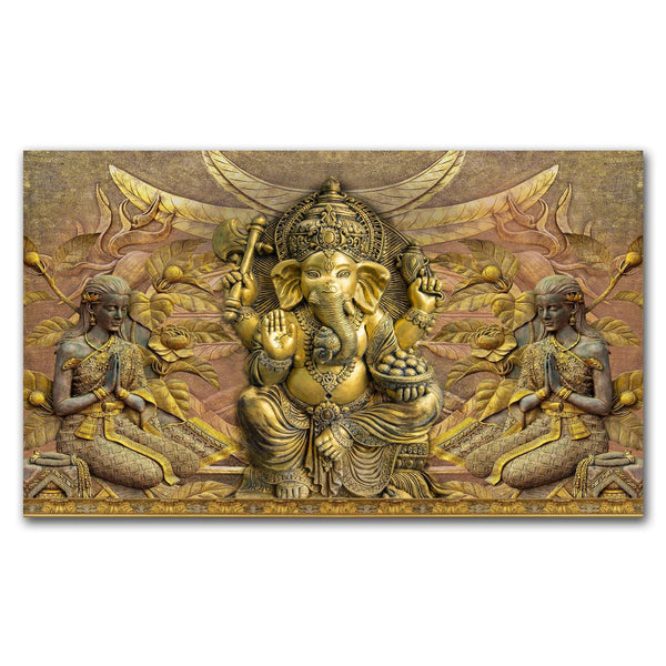 FineArts Rolled Canvas Painting - 3D Effect Shree Ganesh