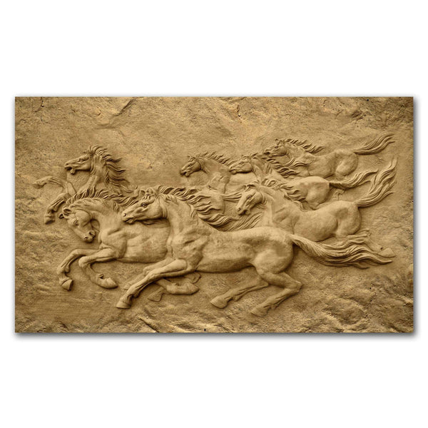 FineArts Rolled Canvas Painting - 3D Effect Seven Horses