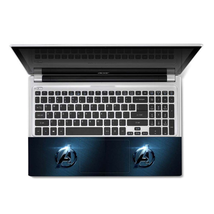 Full Panel Laptop Skin - A Black Metal Logo on Blue Shade