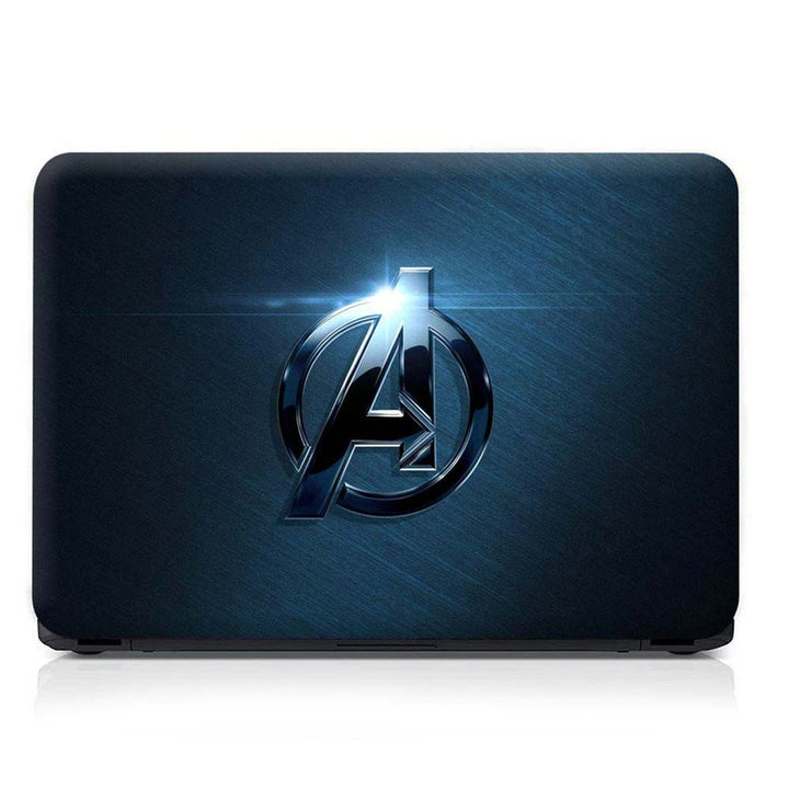 Full Panel Laptop Skin - A Black Metal Logo on Blue Shade