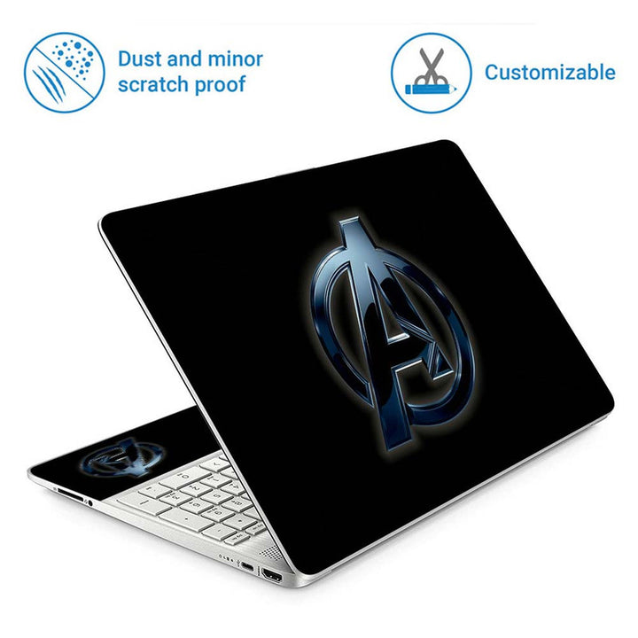 Full Panel Laptop Skin - A Crystal Logo on Black