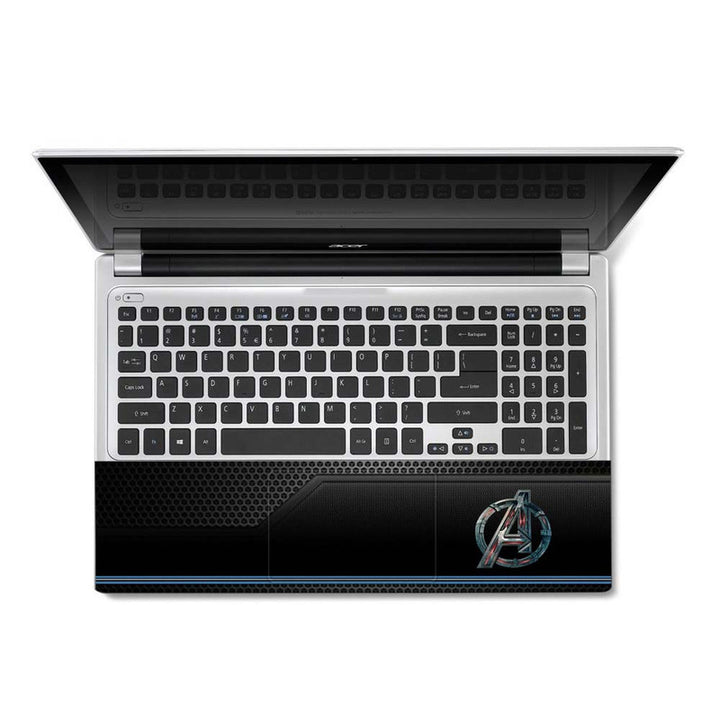 Full Panel Laptop Skin - A Logo Black Net Blue Lines