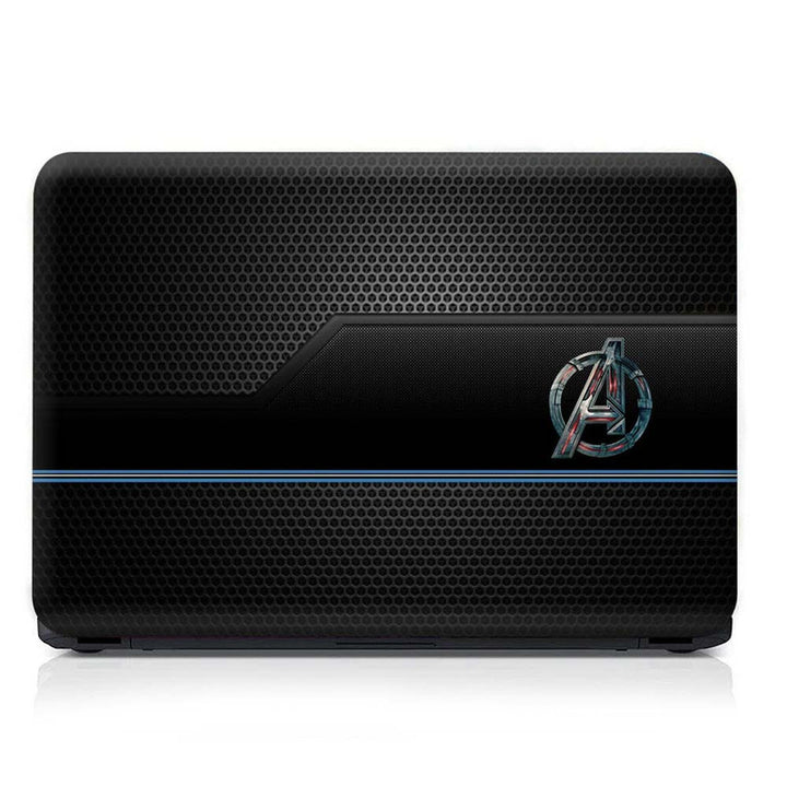 Full Panel Laptop Skin - A Logo Black Net Blue Lines