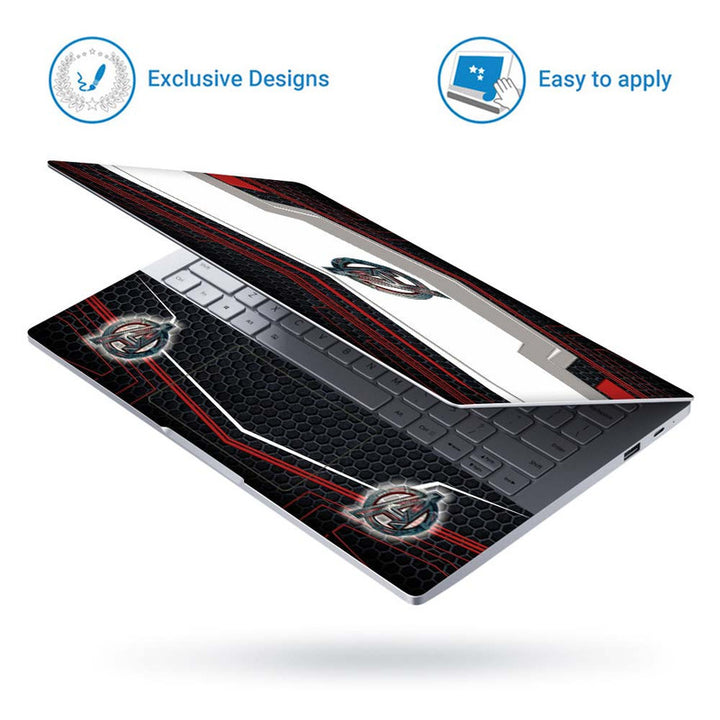 Full Panel Laptop Skin - A Shield Red Black Abstract