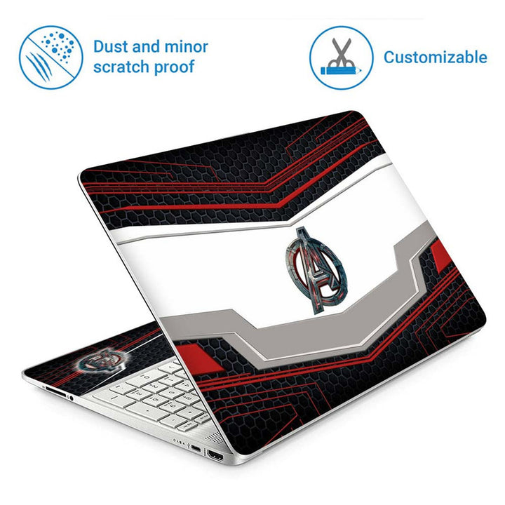 Full Panel Laptop Skin - A Shield Red Black Abstract