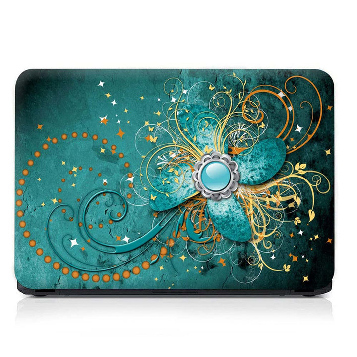 Full Panel Laptop Skin - Abstract Turquoise Swirls