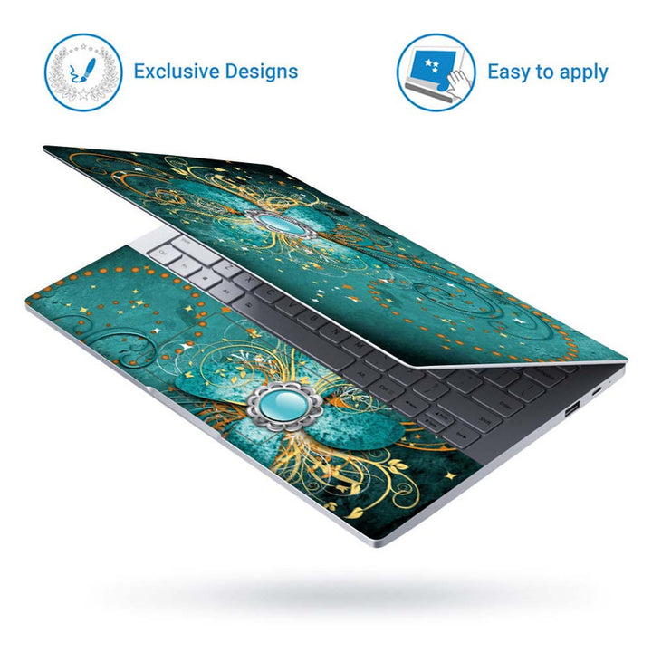 Full Panel Laptop Skin - Abstract Turquoise Swirls