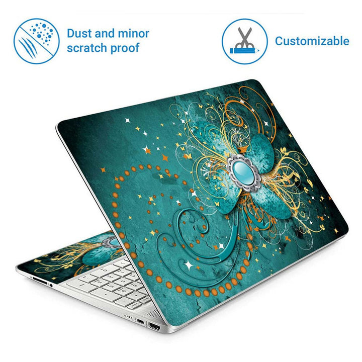 Full Panel Laptop Skin - Abstract Turquoise Swirls