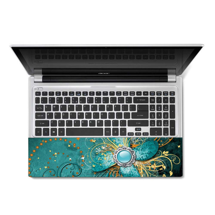 Full Panel Laptop Skin - Abstract Turquoise Swirls