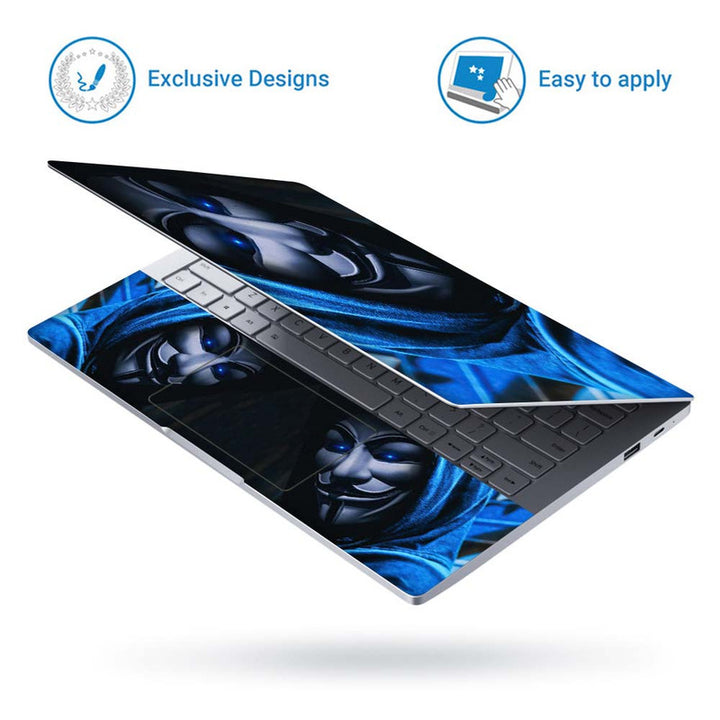 Full Panel Laptop Skin - Anonymous Guy Blue Hoodie