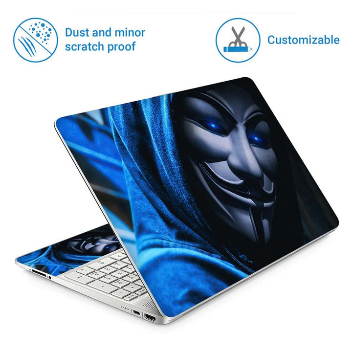 Full Panel Laptop Skin - Anonymous Guy Blue Hoodie