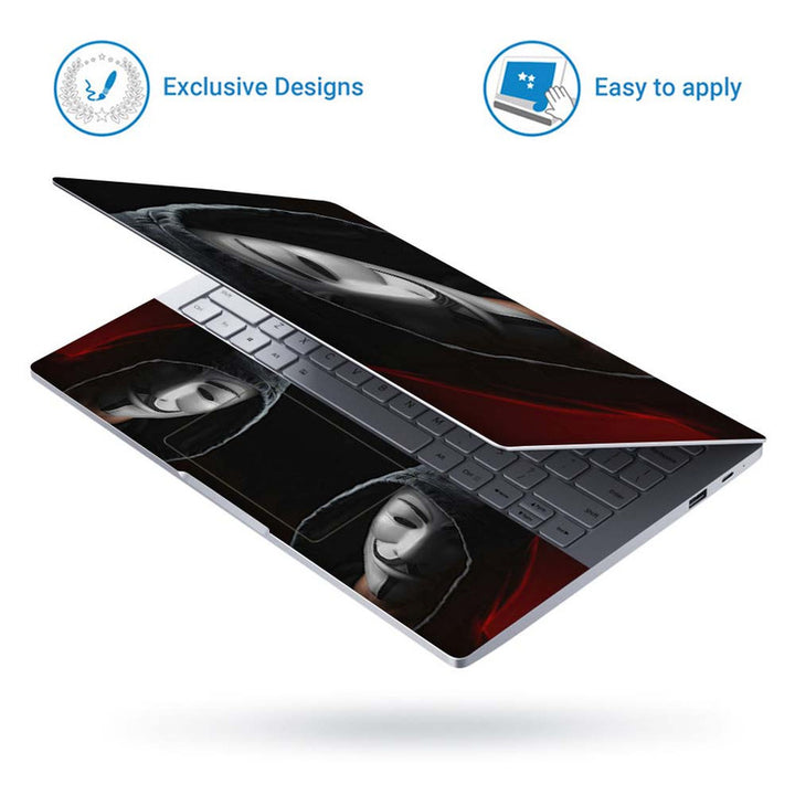 Full Panel Laptop Skin - Anonymous Guy White Mask Hoodie