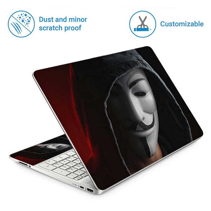 Full Panel Laptop Skin - Anonymous Guy White Mask Hoodie