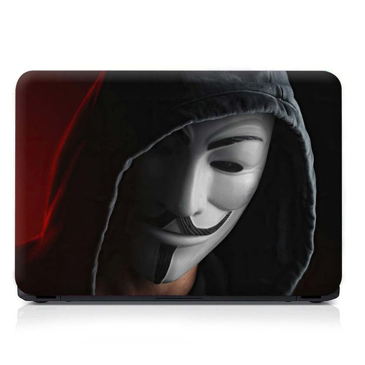 Full Panel Laptop Skin - Anonymous Guy White Mask Hoodie