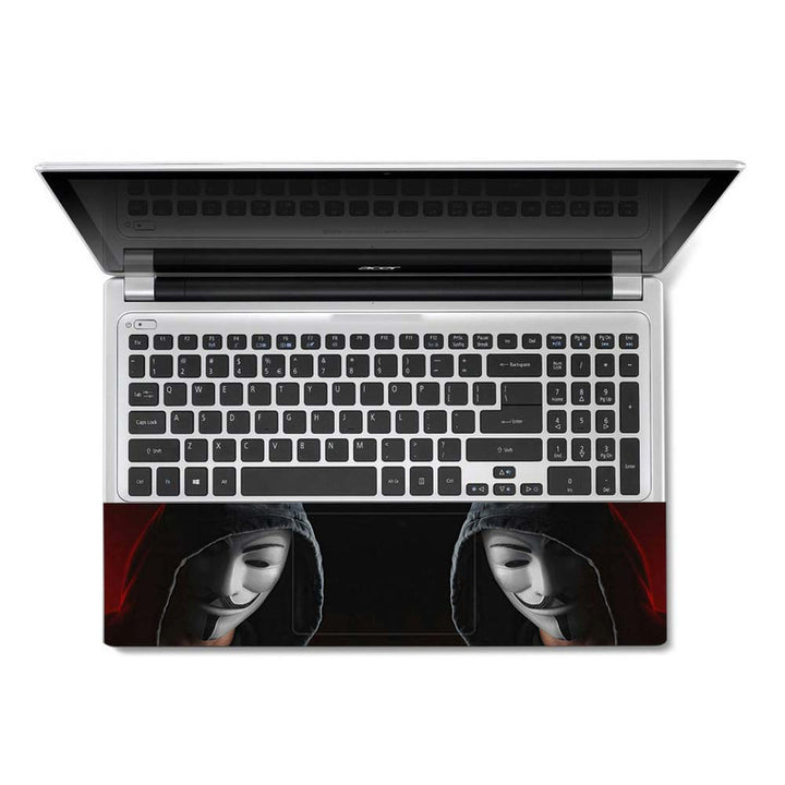 Full Panel Laptop Skin - Anonymous Guy White Mask Hoodie