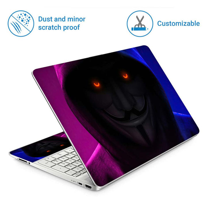 Full Panel Laptop Skin - Anonymous with Orange Eyes