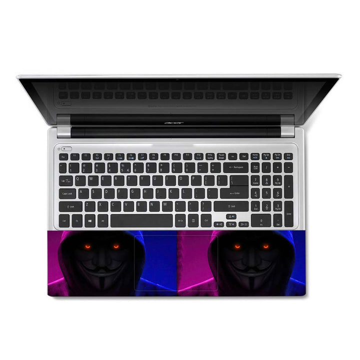 Full Panel Laptop Skin - Anonymous with Orange Eyes