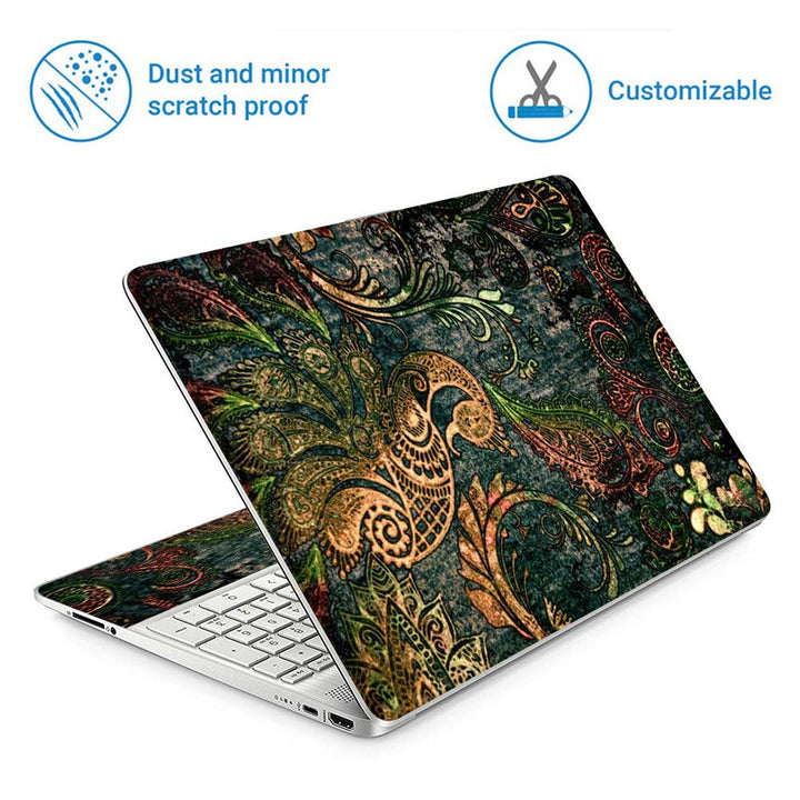 Full Panel Laptop Skin - Antique Peacock Feather