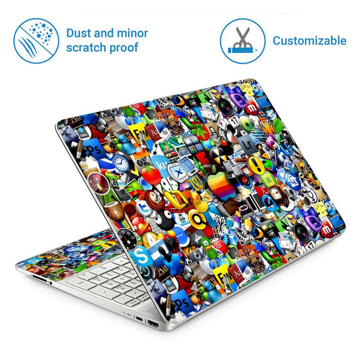 Full Panel Laptop Skin - Apple Sticker Bomb