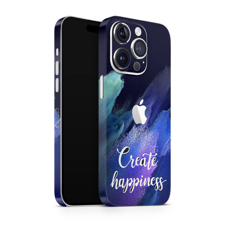 Apple iPhone Skin Wrap - Create Happiness on Blue Ice - SkinsLegend