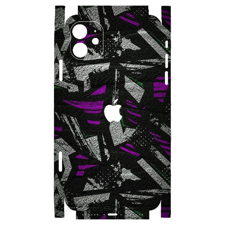 Apple iPhone Skin Wrap - Grey Purple Graffiti on Black - SkinsLegend